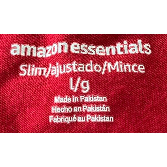 AMAZON ESSENTIALS SLIM SHORT SLEEVE, V-NECKLINE, WOMENS, L, DEEP RED, NWOT - Picture 8 of 10